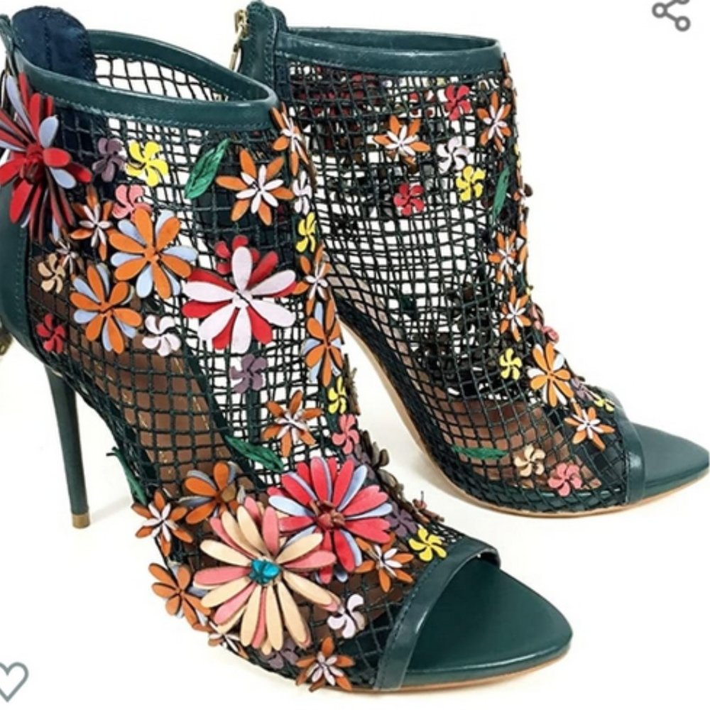 Zara Floral Mesh Stiletto Heels 👠- Booties